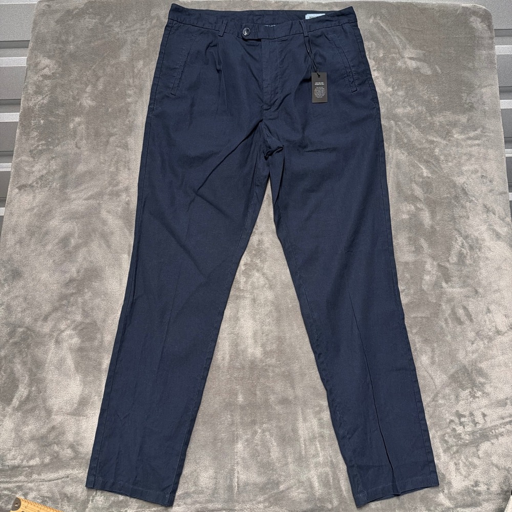 Bonobos Linen Blend Chino Pants Mens 36/34 Navy Blue Stretch Lightweight